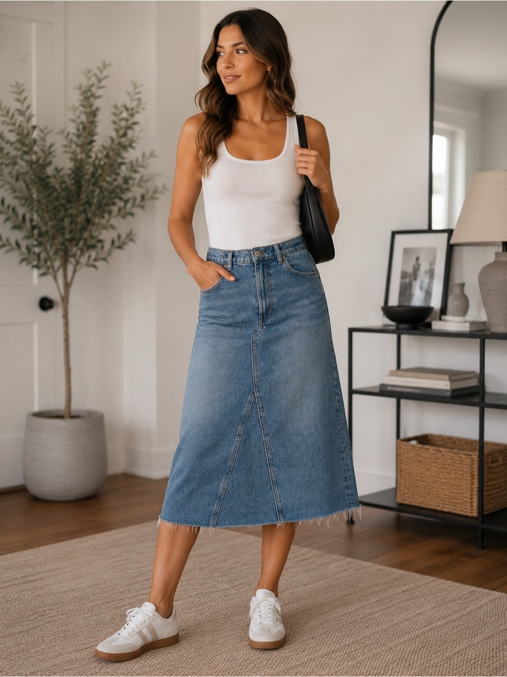 Rails Blue  Denim Skirt with Back Slit. NWT Size 28.
